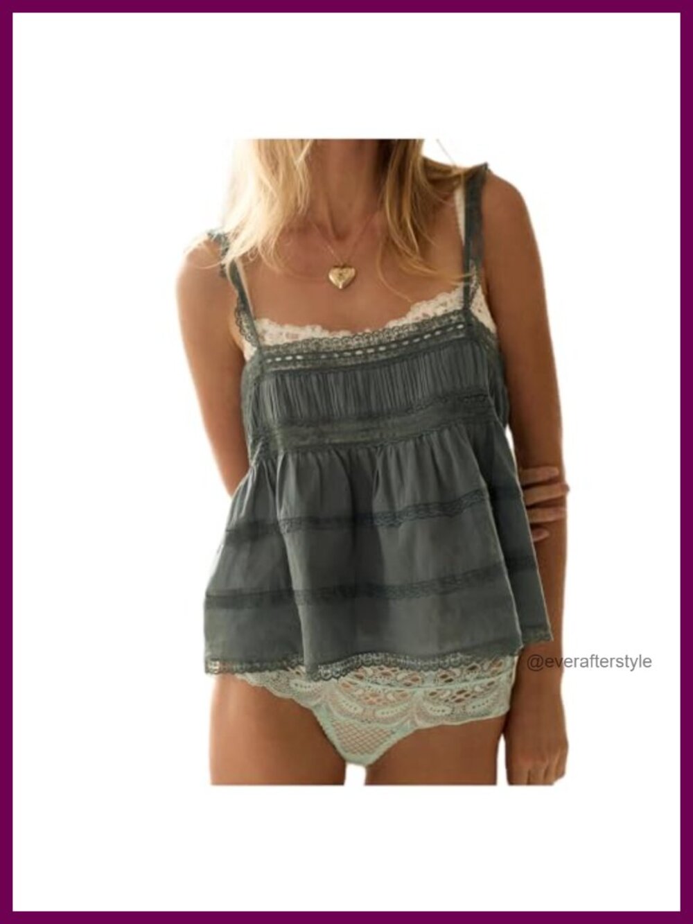 Lace Trim Eyelet Tank Top Boho Ruffle Babydoll Cami Backless Tiered Peplum